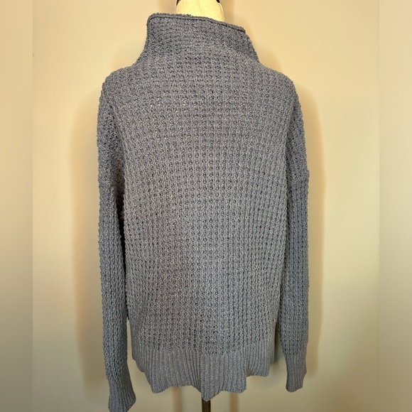 Sz S American Eagle blue mock knit neck sweater wool blend chenille feel soft - Picture 3 of 7